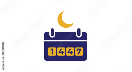 Digital calendar with crescent moon icon.