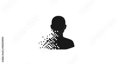 Digital human silhouette with pixels.