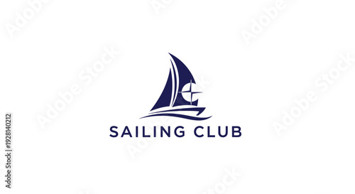 Sailing Club Logo with Compass Element on a Sailboat.