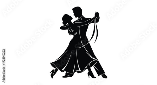 A romantic couple gracefully dances together captured in a striking black silhouette high quality professional detailed modern elegant stylish clean crisp