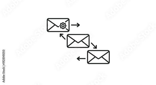 Envelope icons in a sequence diagram.