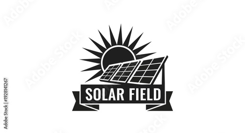 Solar Field Logo with Sun and Panels.
