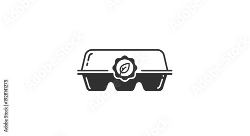 Egg carton simple line art illustration.
