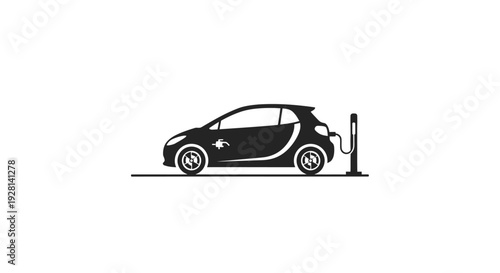 Electric car charging at station.