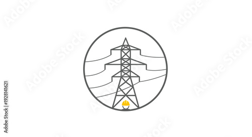 Electricity Pylon Illustration Inside Circle.