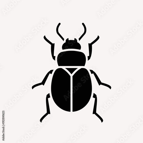 Black Beetle Silhouette Icon – Insect Pest Bug Vector Illustration
