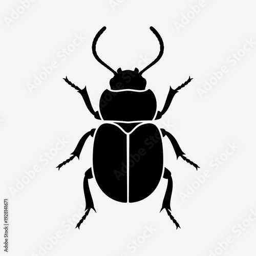 Black Beetle Silhouette Icon – Insect Pest Bug Vector Illustration
