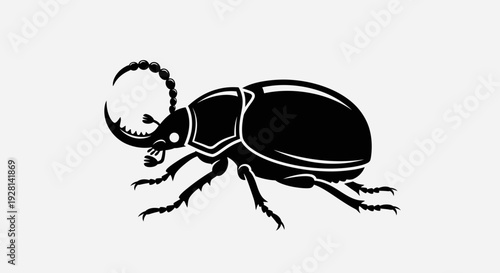 Black Beetle Silhouette Icon – Insect Pest Bug Vector Illustration