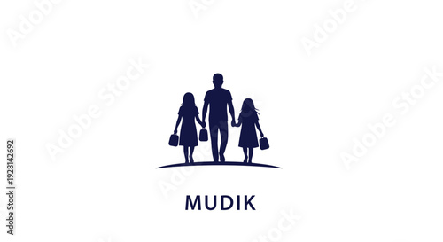 Family walking together in silhouette.