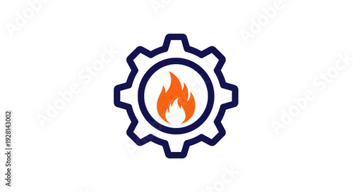Gear Icon with Flame Inside.