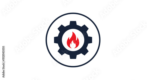 Gear with flame icon symbol.