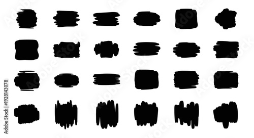 Collection of black brush strokes on white background.