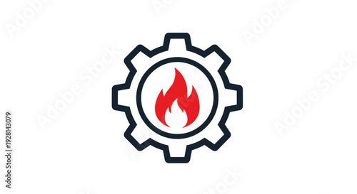 Gear with flame icon symbol.