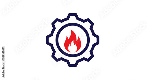 Gear with flame icon symbol.