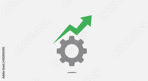 Gear with green growth arrow.