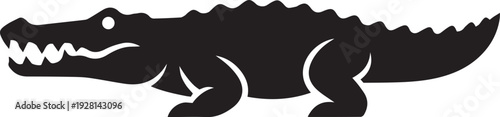 Crocodile Profile Silhouette Vector, Alligator Reptile Icon, Wild Predator Swamp Animal Logo
