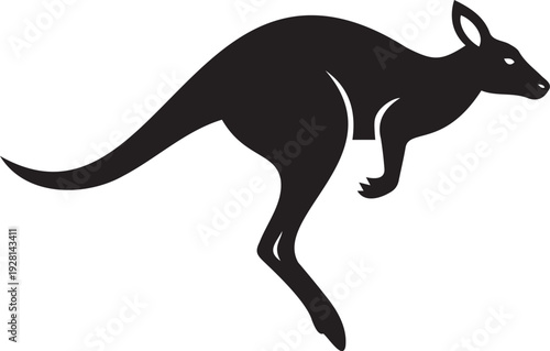 Jumping Kangaroo Silhouette Vector, Australian Wildlife Mascot Icon, Outback Animal Logo