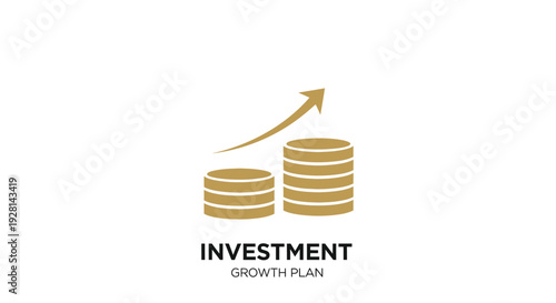 Gold Coins Stacks with Arrow Upward Trend.