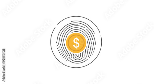 Golden dollar fingerprint financial security.
