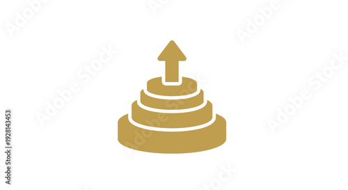 Golden pyramid with upward arrow.