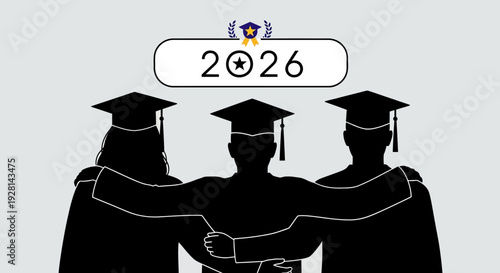 Graduates in Caps and Gowns Celebrating Success.