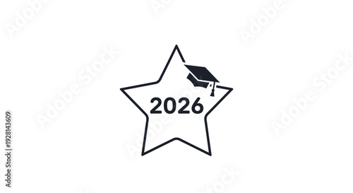Graduation Star Icon with 2026 Year.