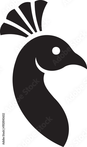 Elegant Peacock Head Vector, Exotic Bird Profile Icon, Beauty and Grace Nature Logo