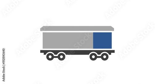 Gray Freight Train Car with Blue Door.