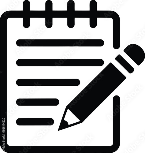 Notepad with pencil icon. Write document and notebook vector illustration.