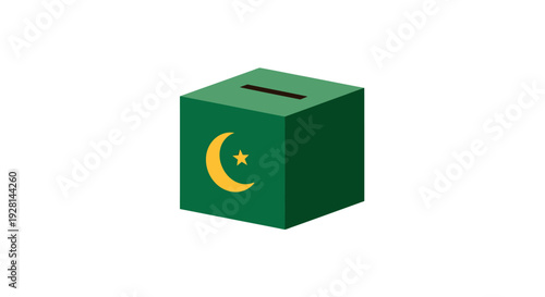 Green Charity Box with Crescent Moon Symbol.