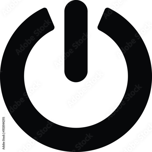 Power Symbol Icon, Minimalist Design for Start, On, or Off Functionality
