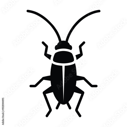 black cockroach silhouette on white background for design projects
