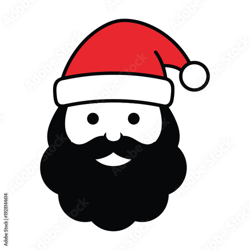 Cheerful holiday figure wearing a classic red and white hat with a black beard smiling warmly for festive occasions