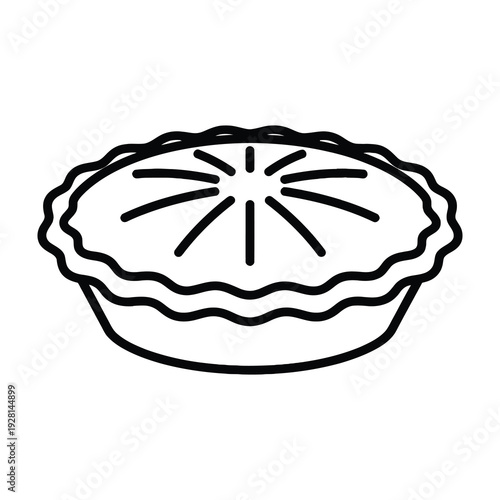 Delicious pie with crimped edges and decorative slits on top freshly baked with golden crust isolated on white background