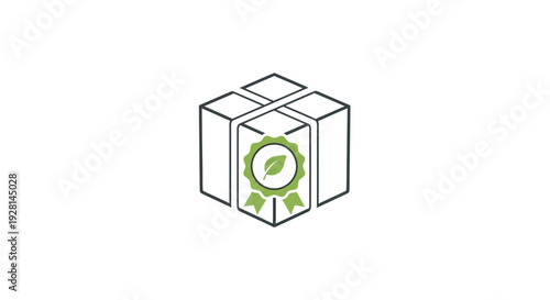 Green Gift Box with Ribbon Illustration.