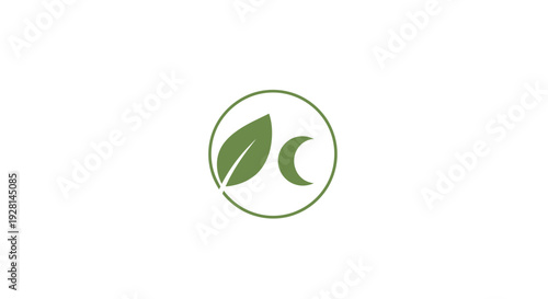 Green Leaf and Crescent Moon Symbol.