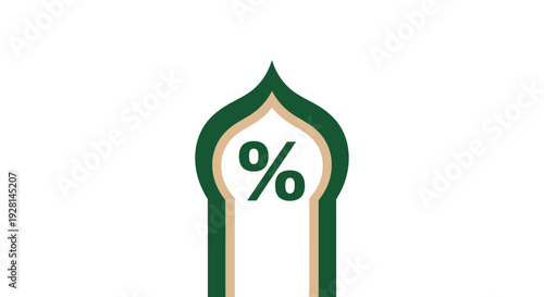 Green Percentage Symbol Archway Design Element.