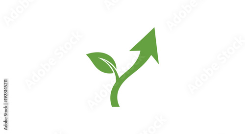 Green Plant Sprout with Upward Arrow.