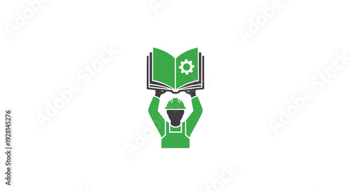 Green robot reading a book.