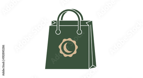 Green Shopping Bag with Gold Emblem.