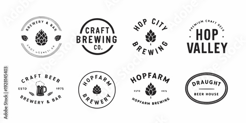 A collection of vintage beer and ale logos from various breweries and brands Vector