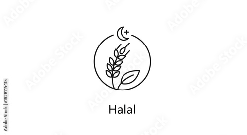Halal food symbol with wheat.