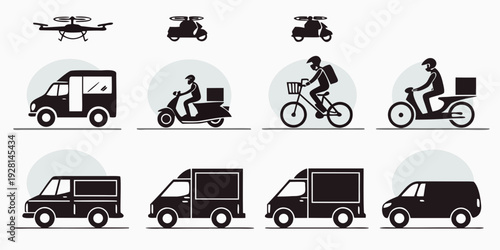 A diverse collection of various types of vehicles and transportation methods Vector