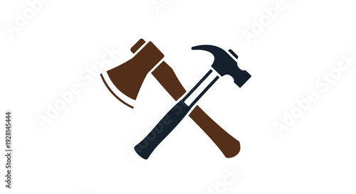 Hammer and axe crossed tools.