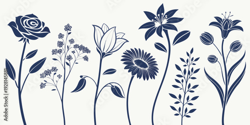 A beautiful illustration of various types of flowers in a garden setting Vector