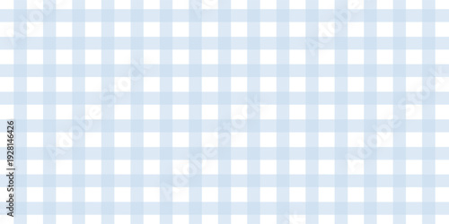 Seamless Light Blue Gingham Pattern Background. Classic Two-Tone Pastel Plaid Check Design for Fabric, Textile, Wallpaper, and Picnic Decor.