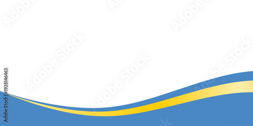 Minimalist white background featuring a flowing blue and yellow wave at the bottom. Elegant abstract design perfect for professional corporate banners, letterheads, and presentations.