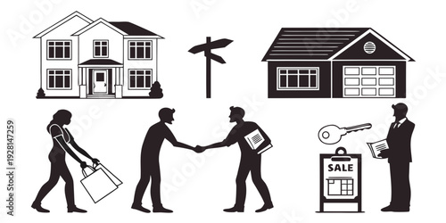 People working together to build and maintain their neighborhood Vector