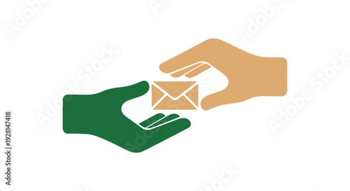 Hands Exchanging Envelope Simple Illustration.