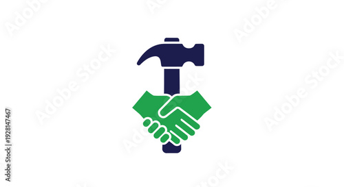 Handshake and Hammer Icon Symbolizing Partnership.